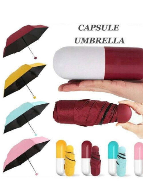 Mini Capsule Shaped Umbrella Yellow With Logo Prints Capsule